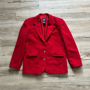 GAP Wool & Angora Rabbit Blend Women's Red Tailored Blazer Jacket Acadamia